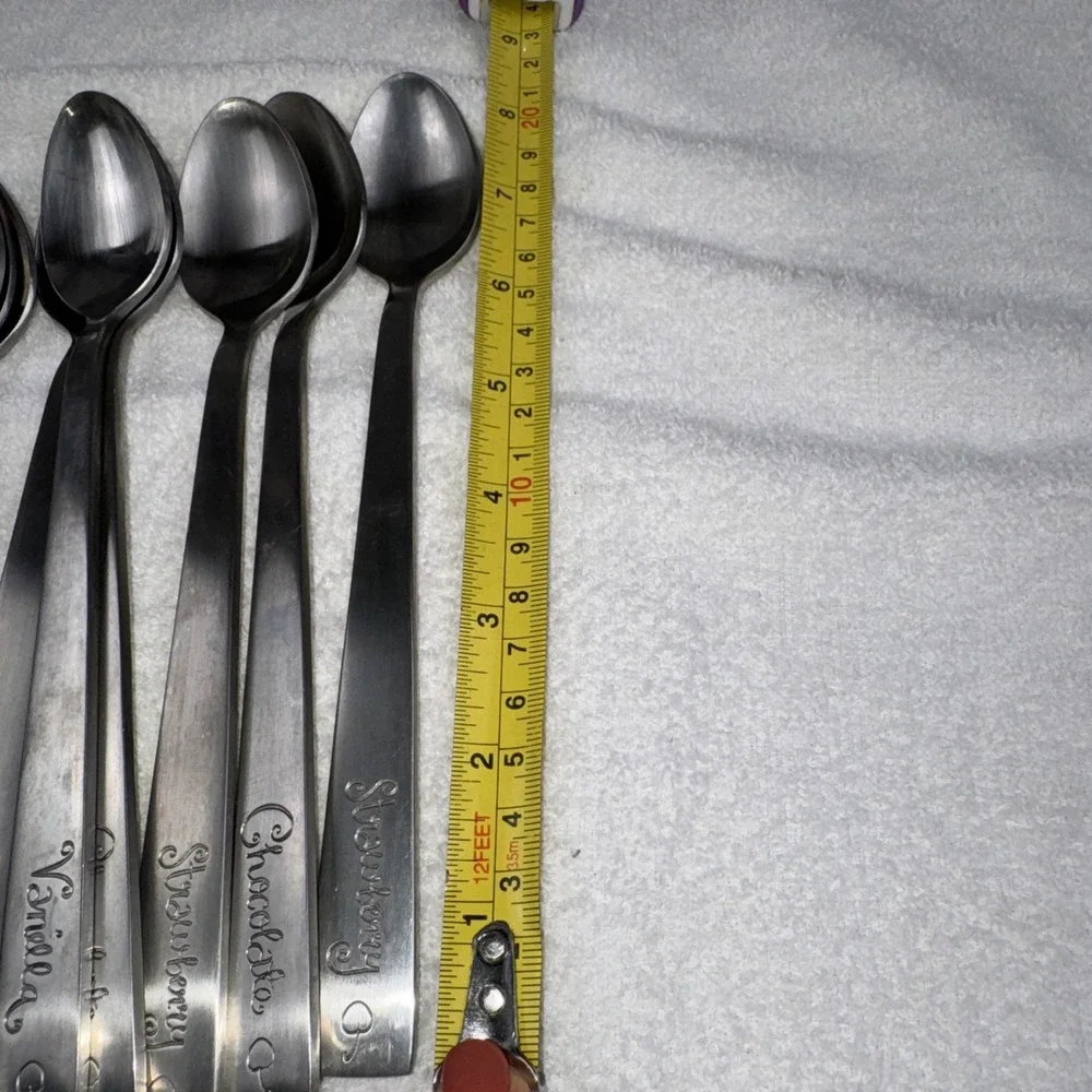 9 Pottery Barn Ice Cream Serving Spoons Strawberry Vanilla Chocolate Choco Chip